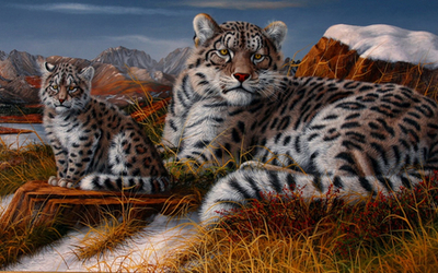 Тигрица с тигрёнком (1920x1080)
